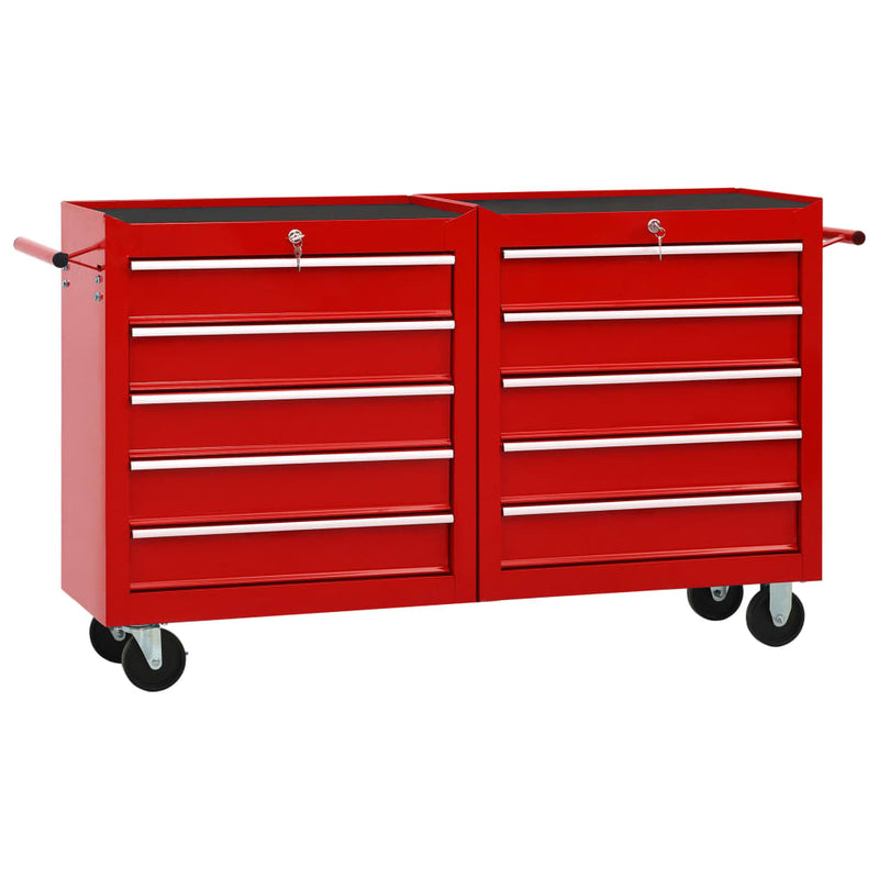Load image into Gallery viewer, VidaXL Gereedschapswagen met 10 lades staal rood