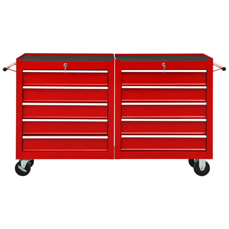 Load image into Gallery viewer, VidaXL Gereedschapswagen met 10 lades staal rood