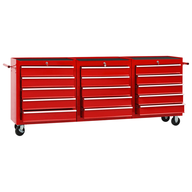 Load image into Gallery viewer, VidaXL Gereedschapswagen met 15 lades staal rood