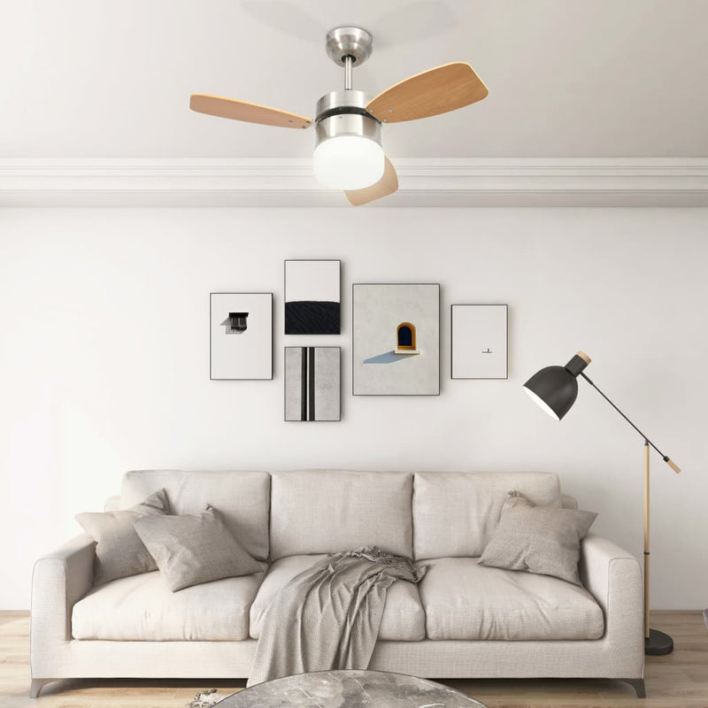 Load image into Gallery viewer, Vidaxl plafondventilator met lamp afstandsbediening 76 cm lichtbruin
