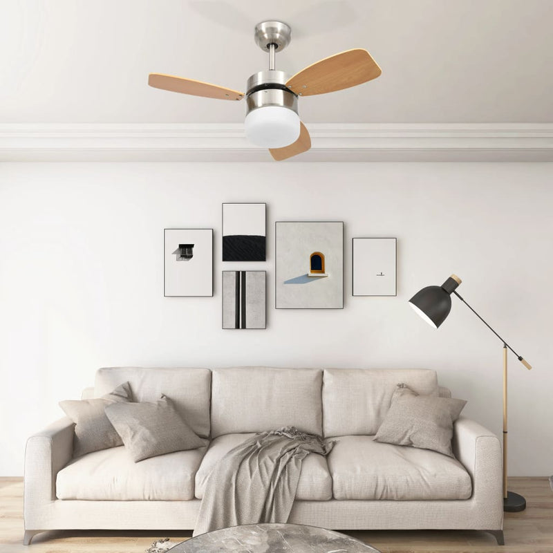 Load image into Gallery viewer, Vidaxl plafondventilator met lamp afstandsbediening 76 cm lichtbruin