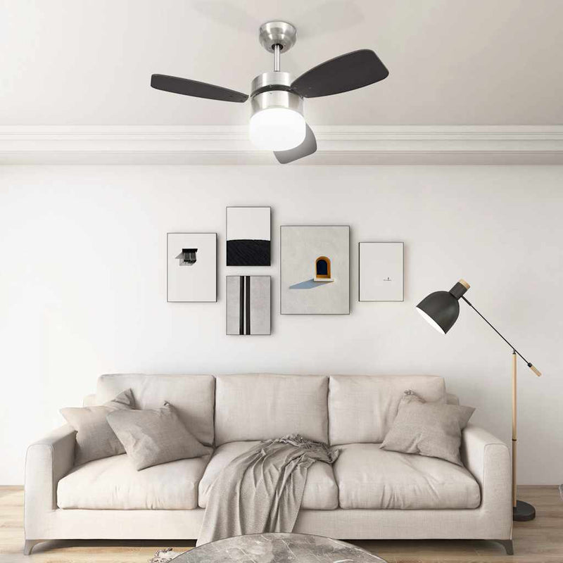 Load image into Gallery viewer, Vidaxl plafondventilator met lamp afstandsbediening 76 cm donkerbruin