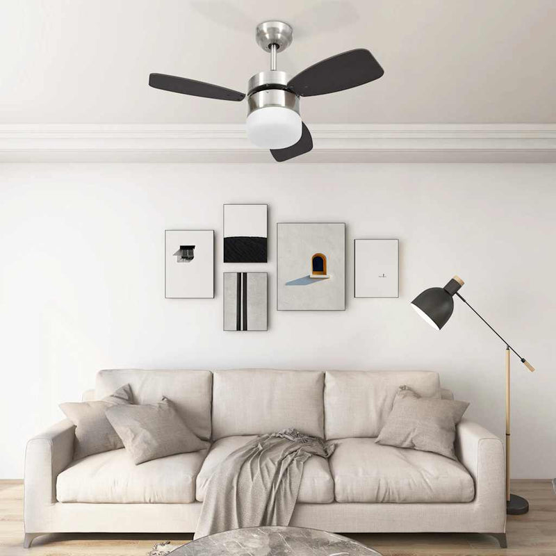 Load image into Gallery viewer, Vidaxl plafondventilator met lamp afstandsbediening 76 cm donkerbruin
