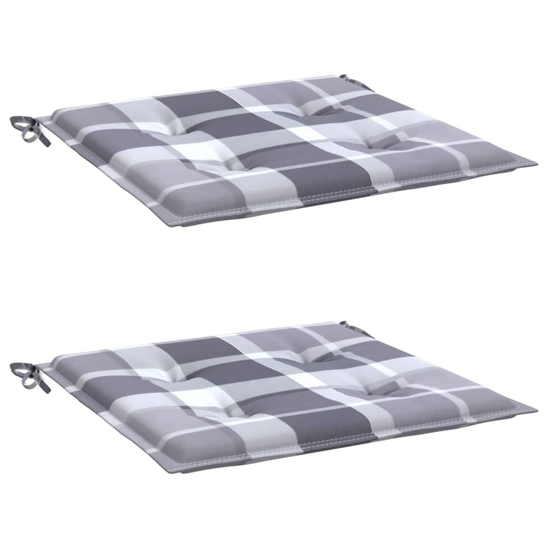 Cargue la imagen en el visor de la galería, Vidaxl tuinstoelkussens 2 st 50x50x4 cm oxford stof ruitpatroon grijs