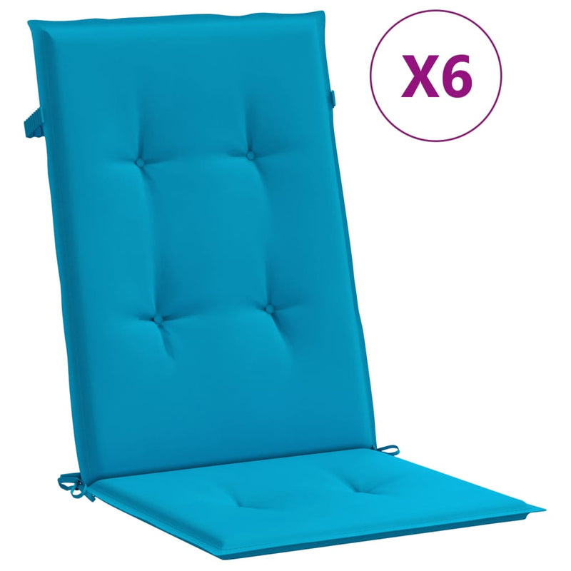 Load image into Gallery viewer, Vidaxl tuinstoelkussens 6 st hoge rug 120x50x3 cm stof blauw