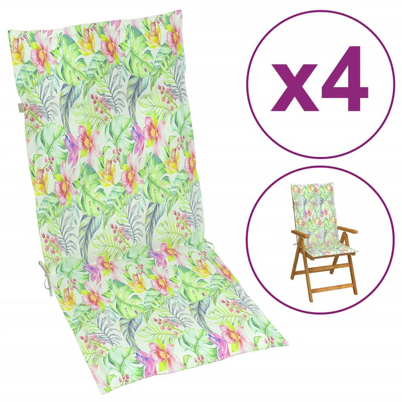Load image into Gallery viewer, VidaXL Tuinstoelkussens 4 st hoge rug bladpatroon 120x50x3 cm stof