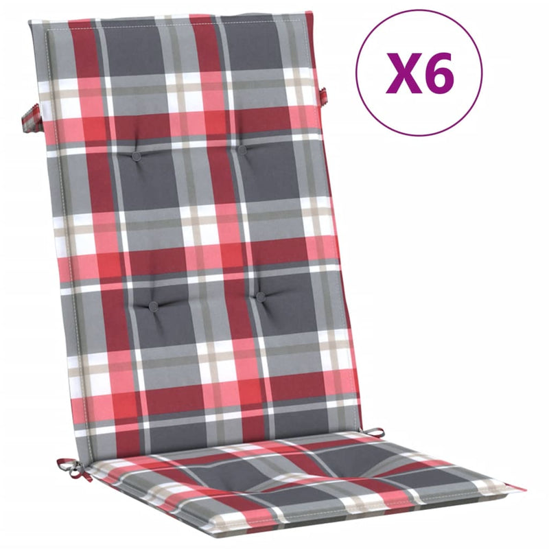 Load image into Gallery viewer, Vidaxl tuinstoelkussens 6 st 120x50x3 cm stof ruitpatroon rood