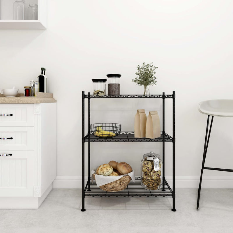Afbeelding laden in galerijviewer, Vidaxl opbergrek 3-laags 150 kg 60x35x76 cm zwart