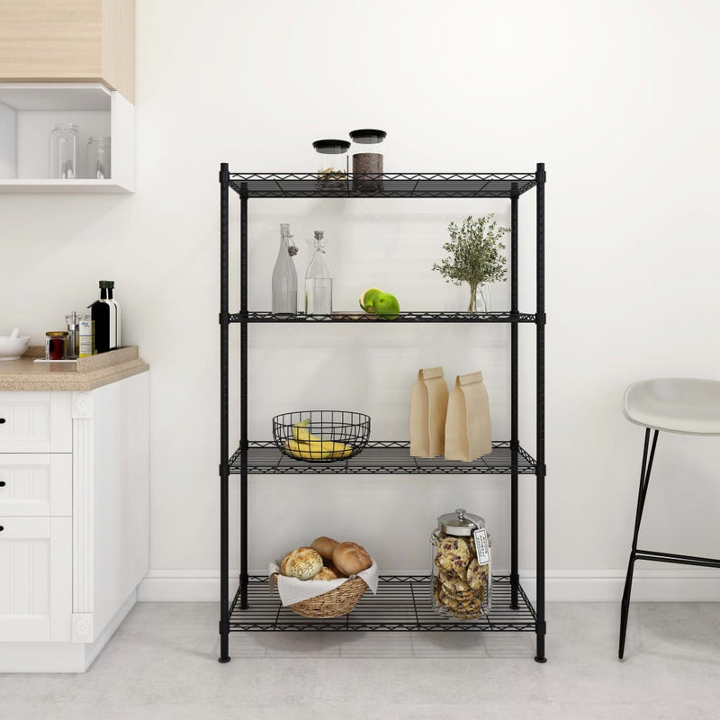 Afbeelding laden in galerijviewer, Vidaxl opbergrek 4-laags 200 kg 90x35x137 cm zwart