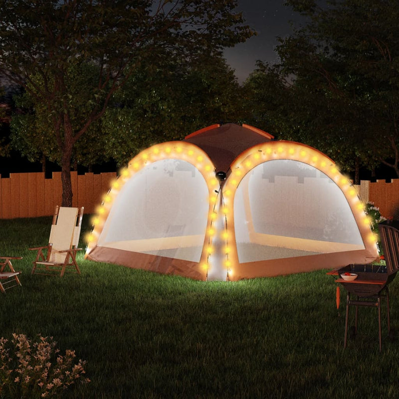 Load image into Gallery viewer, Vidaxl partytent met led en 4 zijwanden 3,6x3,6x2,3 m grijs en oranje