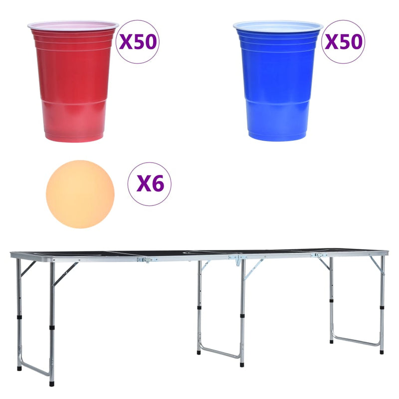 Load image into Gallery viewer, VidaXL Bierpongtafel met bekers en ballen inklapbaar 240 cm