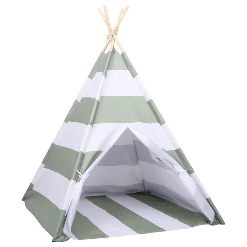 Cargue la imagen en el visor de la galería, Vidaxl kindertent grijs en wit 120 x 120 x 150 cm massief grenenhout