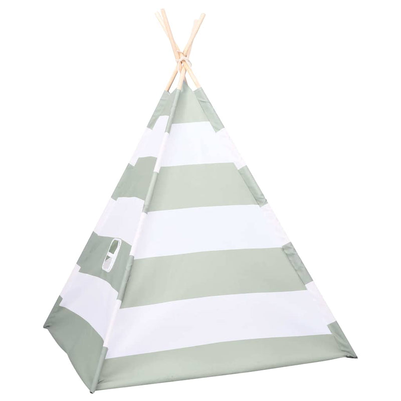 Cargue la imagen en el visor de la galería, Vidaxl kindertent grijs en wit 120 x 120 x 150 cm massief grenenhout
