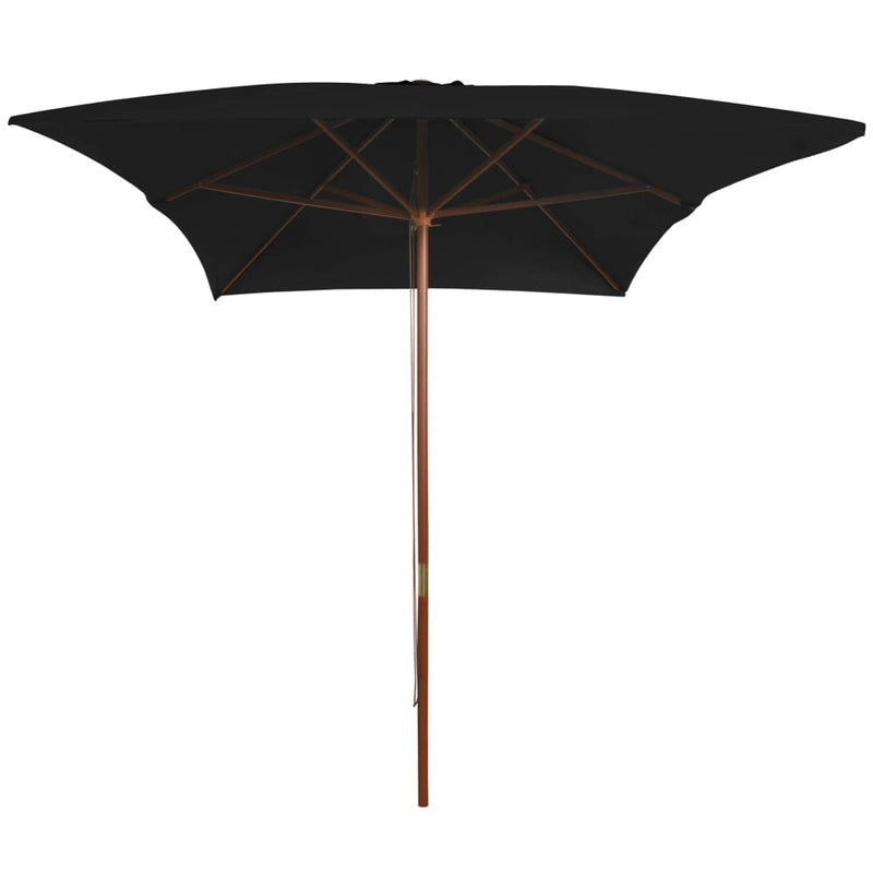 Load image into Gallery viewer, Vidaxl parasol met houten paal 200x300 cm zwart
