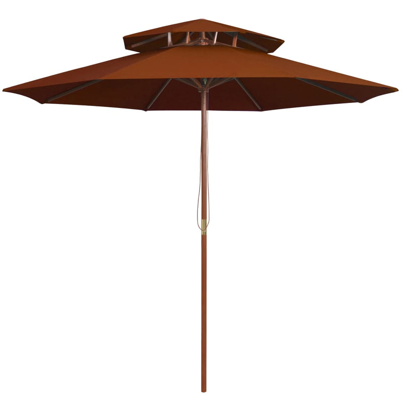 Load image into Gallery viewer, Vidaxl parasol dubbeldekker met houten paal 270 cm terracottakleurig