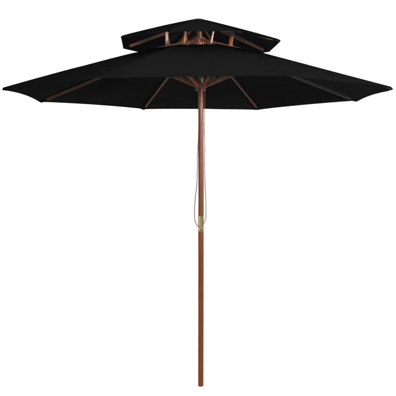 Load image into Gallery viewer, Vidaxl parasol dubbeldekker met houten paal 270 cm zwart