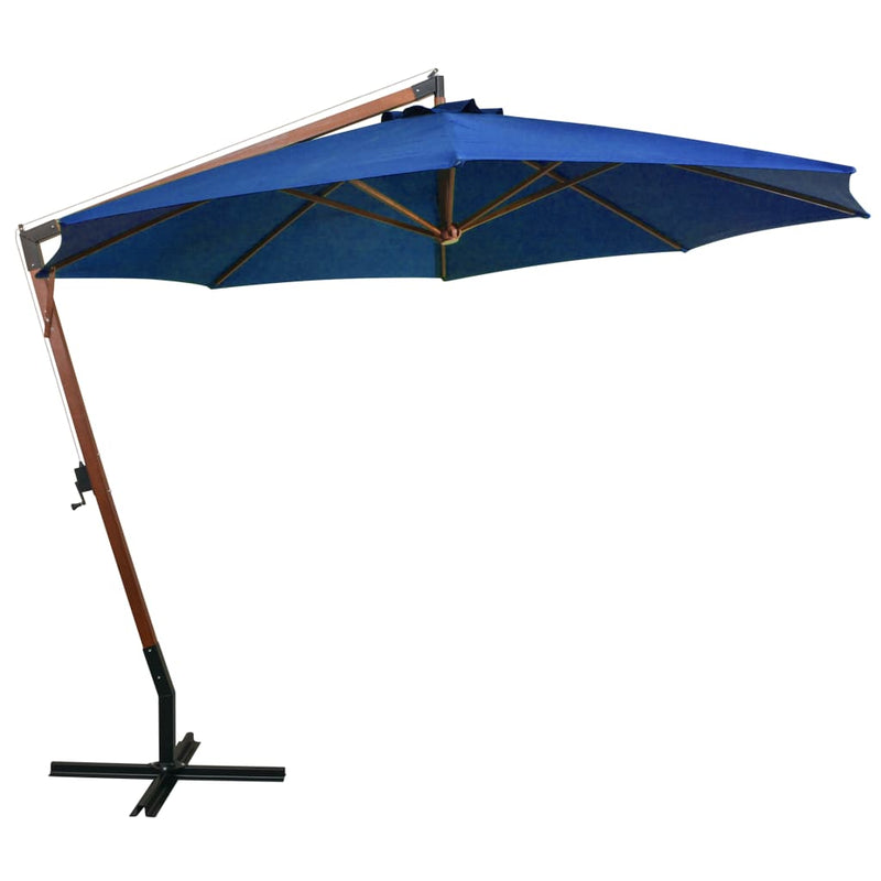 Load image into Gallery viewer, Vidaxl zweefparasol met paal 3,5x2,9 m massief vurenhout azuurblauw