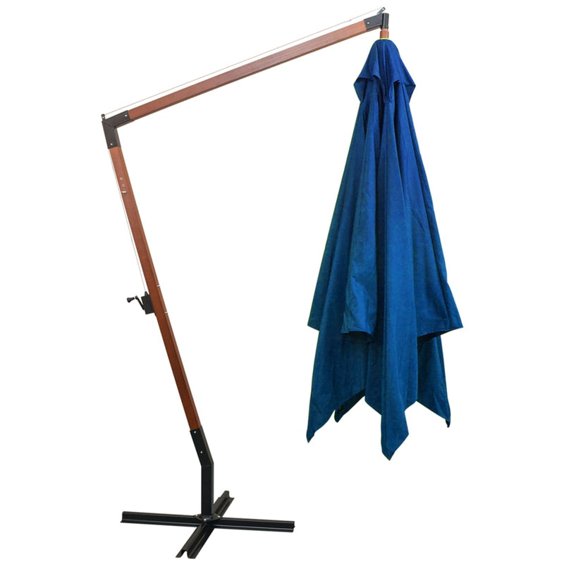 Load image into Gallery viewer, Vidaxl zweefparasol met paal 3x3 m massief vurenhout azuurblauw
