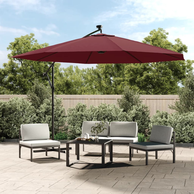 ギャラリービューアに画像をロードする, Vidaxl zweefparasol met led-verlichting 350 cm bordeauxrood