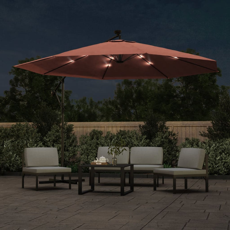 ギャラリービューアに画像をロードする, Vidaxl zweefparasol met led-verlichting 350 cm terracottakleurig