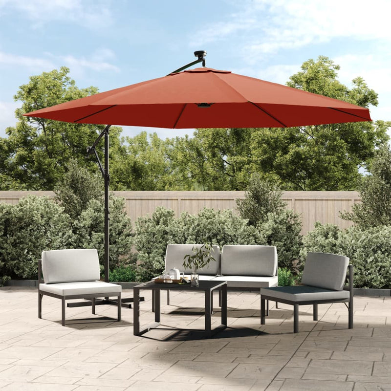 ギャラリービューアに画像をロードする, Vidaxl zweefparasol met led-verlichting 350 cm terracottakleurig