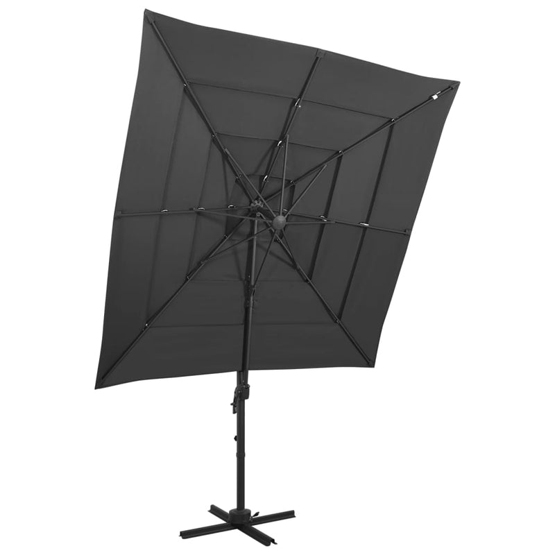 Load image into Gallery viewer, Vidaxl parasol 4-laags met aluminium paal 250x250 cm antracietkleurig