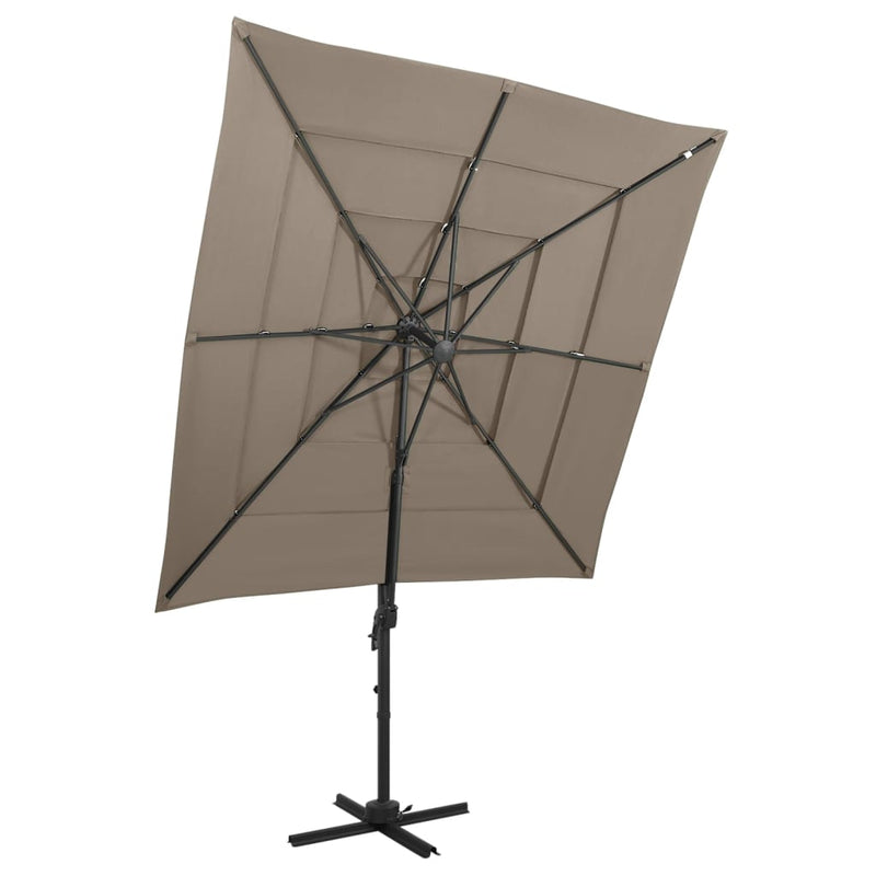 Load image into Gallery viewer, Vidaxl parasol 4-laags met aluminium paal 250x250 cm taupe