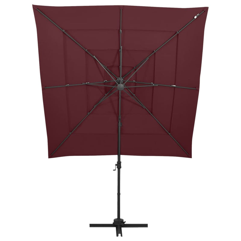 Load image into Gallery viewer, Vidaxl parasol 4-laags met aluminium paal 250x250 cm bordeauxrood