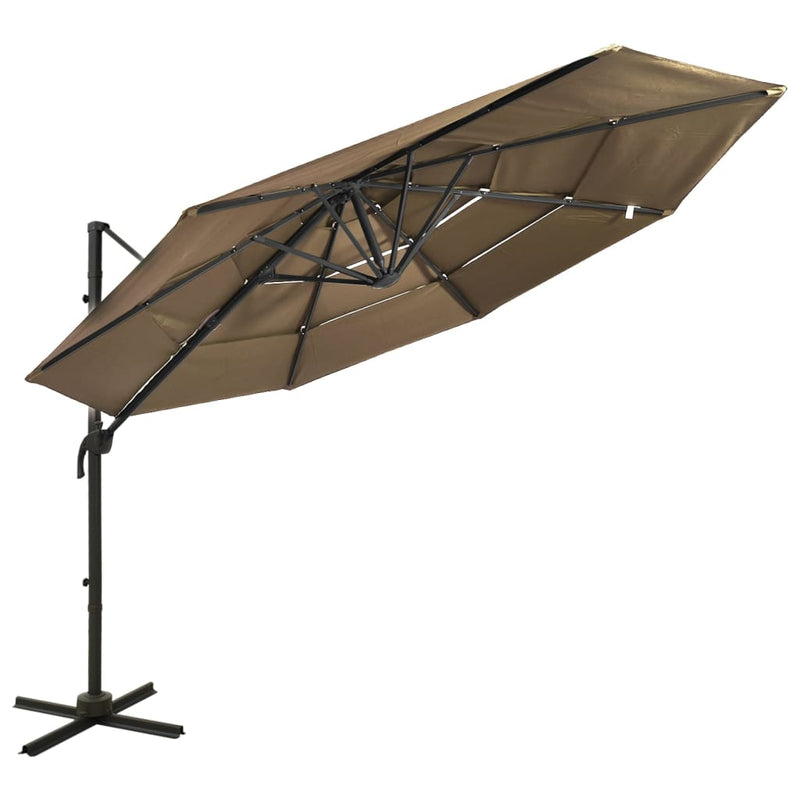 Load image into Gallery viewer, Vidaxl parasol 4-laags met aluminium paal 3x3 m taupe