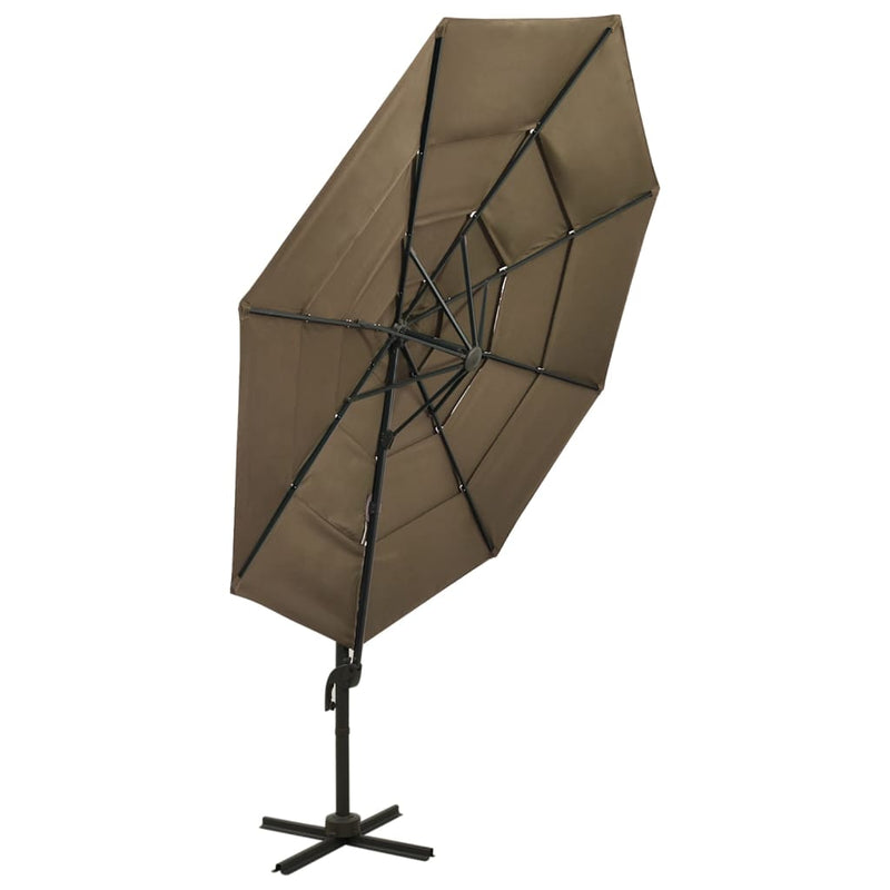 Load image into Gallery viewer, Vidaxl parasol 4-laags met aluminium paal 3x3 m taupe
