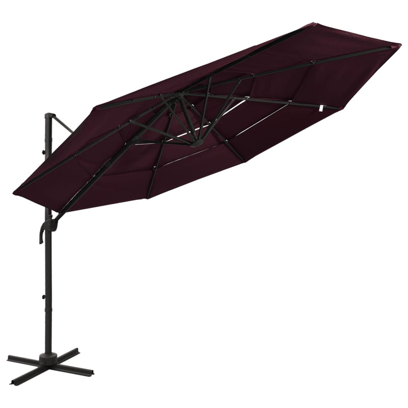 Load image into Gallery viewer, Vidaxl parasol 4-laags met aluminium paal 3x3 m bordeauxrood