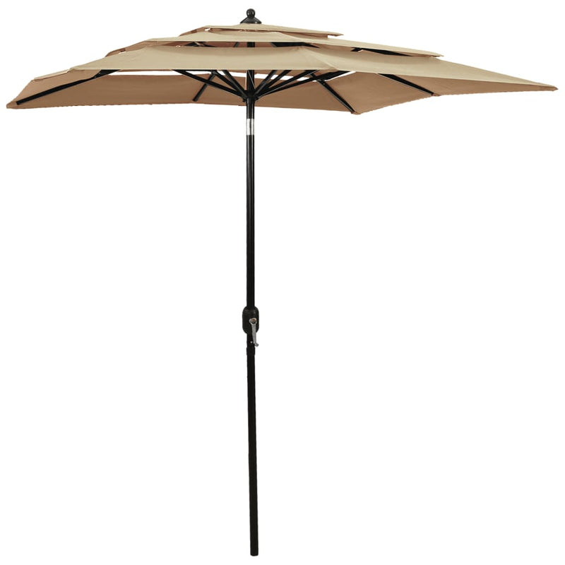 Load image into Gallery viewer, VidaXL Parasol 3-laags met aluminium paal 2x2 m taupe