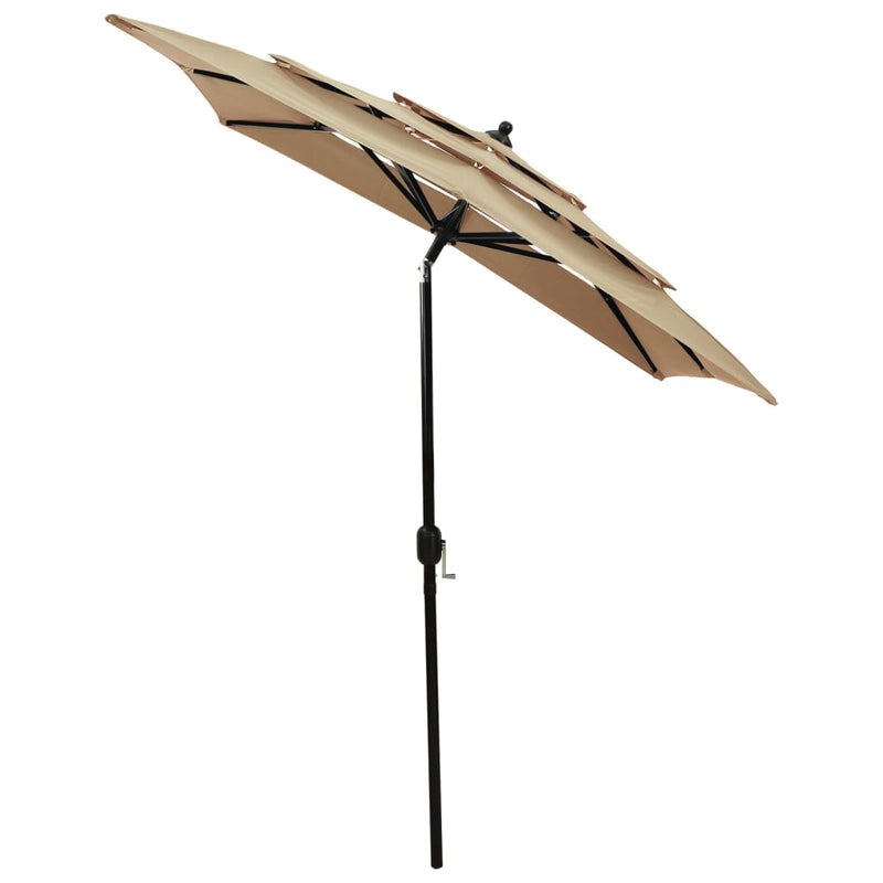 Load image into Gallery viewer, VidaXL Parasol 3-laags met aluminium paal 2x2 m taupe