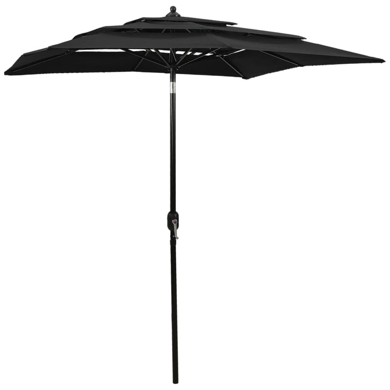 Load image into Gallery viewer, Vidaxl parasol 3-laags met aluminium paal 2x2 m zwart