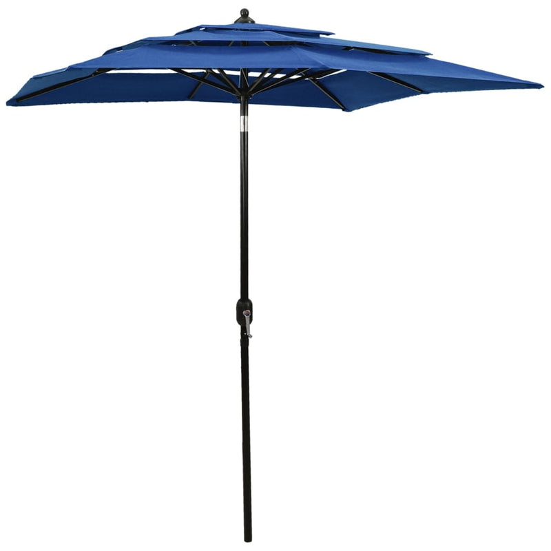 Load image into Gallery viewer, Vidaxl parasol 3-laags met aluminium paal 2x2 m azuurblauw