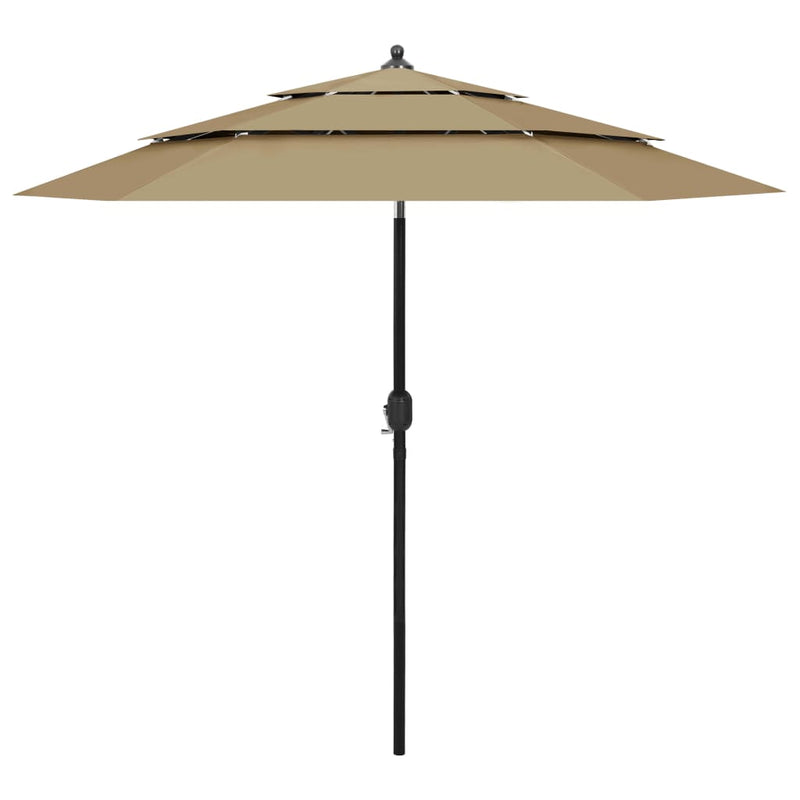 Load image into Gallery viewer, Vidaxl parasol 3-laags met aluminium paal 2,5 m taupe