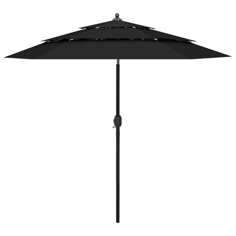 Load image into Gallery viewer, Vidaxl parasol 3-laags met aluminium paal 2,5 m zwart