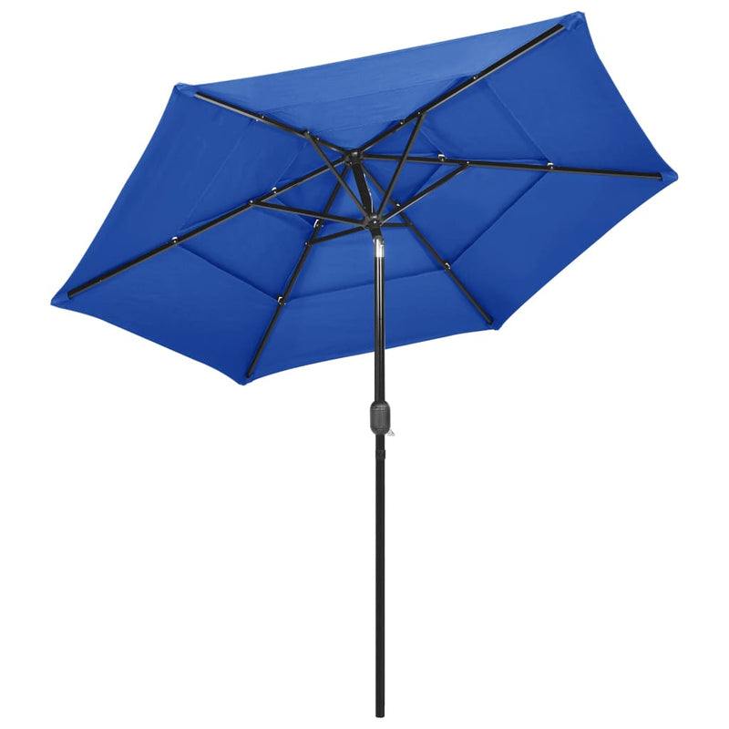 Load image into Gallery viewer, Vidaxl parasol 3-laags met aluminium paal 2,5 m azuurblauw