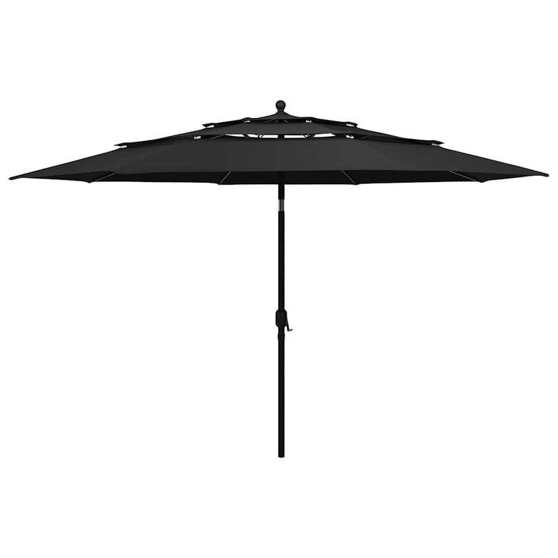 Cargue la imagen en el visor de la galería, Vidaxl parasol 3-laags met aluminium paal 3,5 m zwart