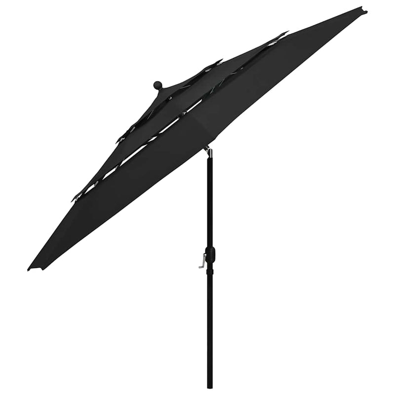 Cargue la imagen en el visor de la galería, Vidaxl parasol 3-laags met aluminium paal 3,5 m zwart