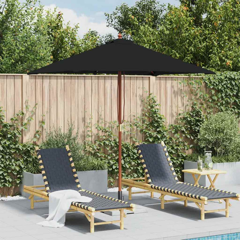 Load image into Gallery viewer, VidaXL Parasol met houten paal 150x200 cm zwart