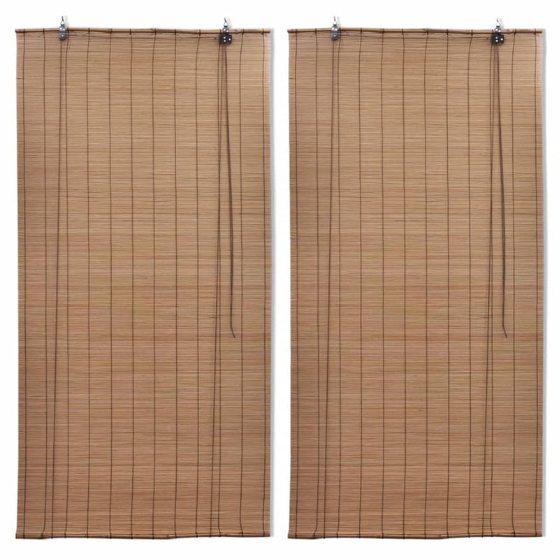 Load image into Gallery viewer, Vidaxl rolgordijnen 2 st 100x160 cm bamboe bruin