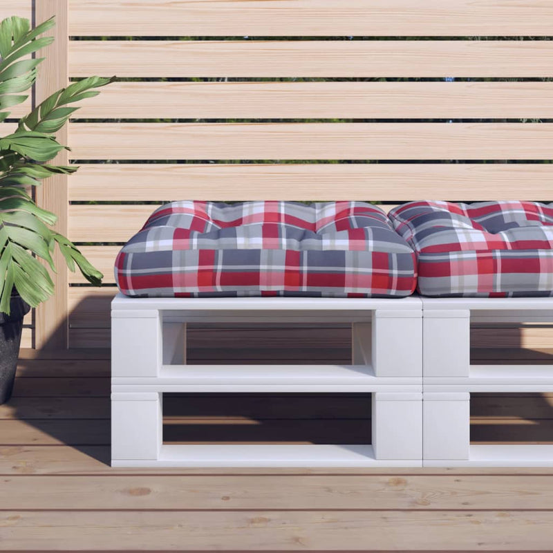 Load image into Gallery viewer, Vidaxl palletkussen 60x60x12 cm stof ruitpatroon rood