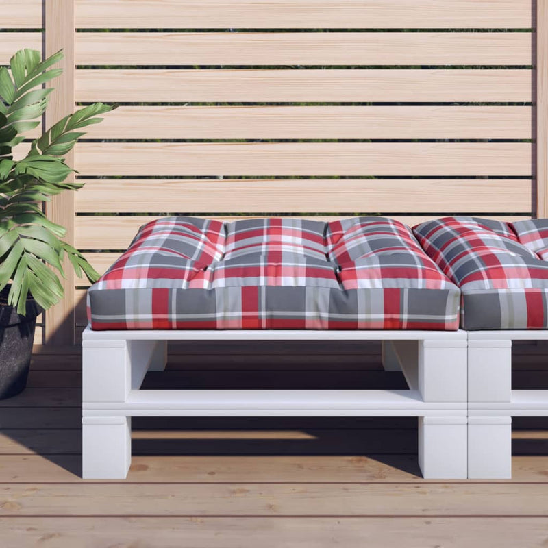 Load image into Gallery viewer, Vidaxl palletkussen 80x80x12 cm stof ruitpatroon rood