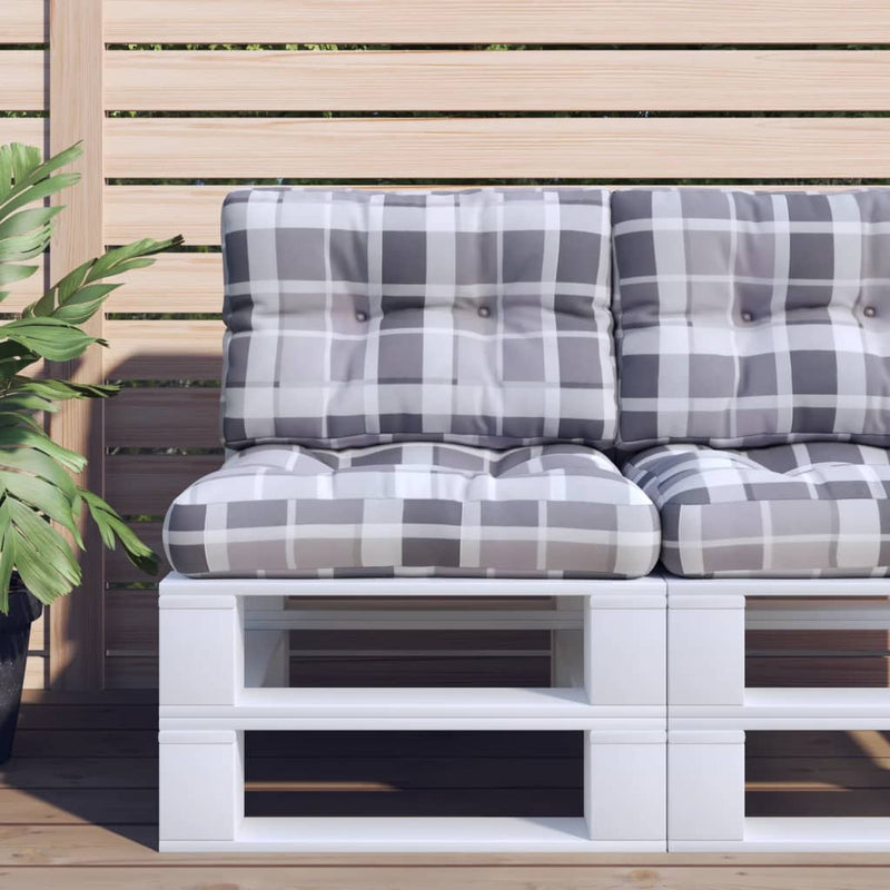 Load image into Gallery viewer, Vidaxl palletkussen 50x40x12 cm stof ruitpatroon grijs