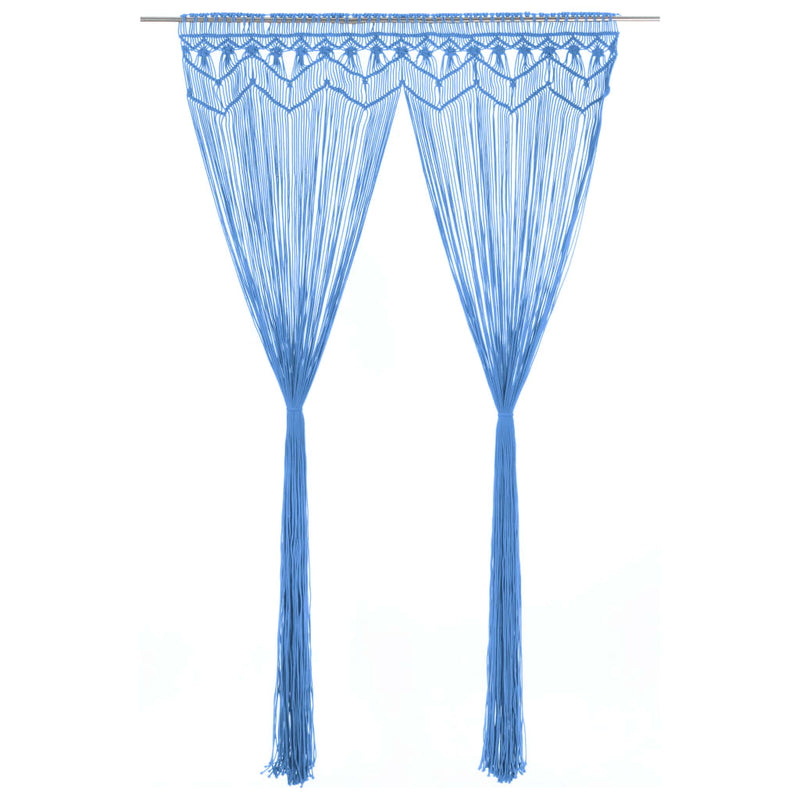 Load image into Gallery viewer, Vidaxl gordijn macramé 140x240 cm katoen blauw
