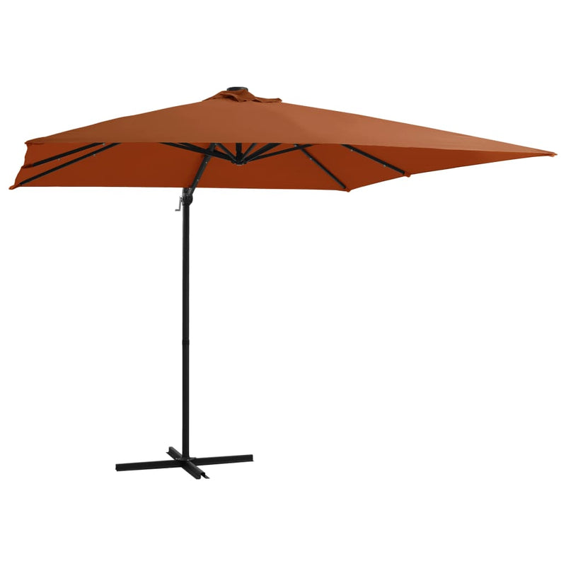 Afbeelding laden in galerijviewer, Vidaxl zweefparasol met led-verlichting 250x250 cm terracottakleurig
