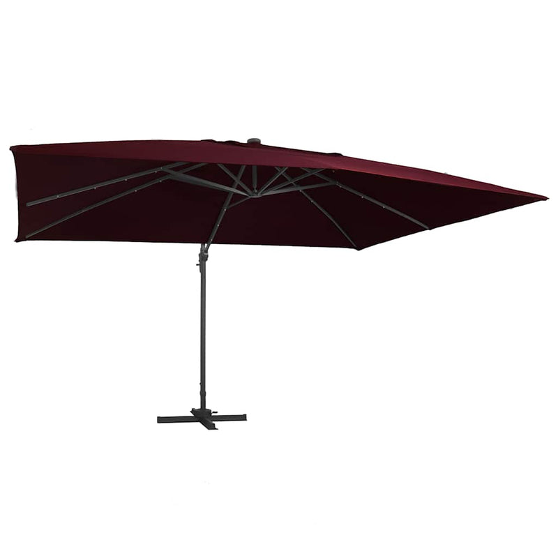 ギャラリービューアに画像をロードする, Vidaxl zweefparasol met led-verlichting 400x300 cm bordeauxrood