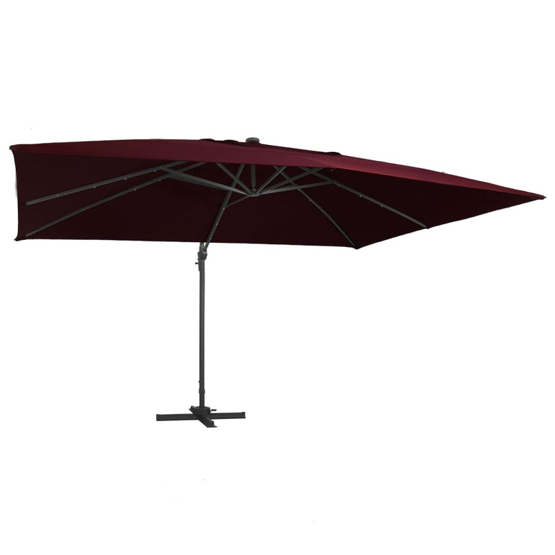 Load image into Gallery viewer, Vidaxl zweefparasol met led-verlichting 400x300 cm bordeauxrood