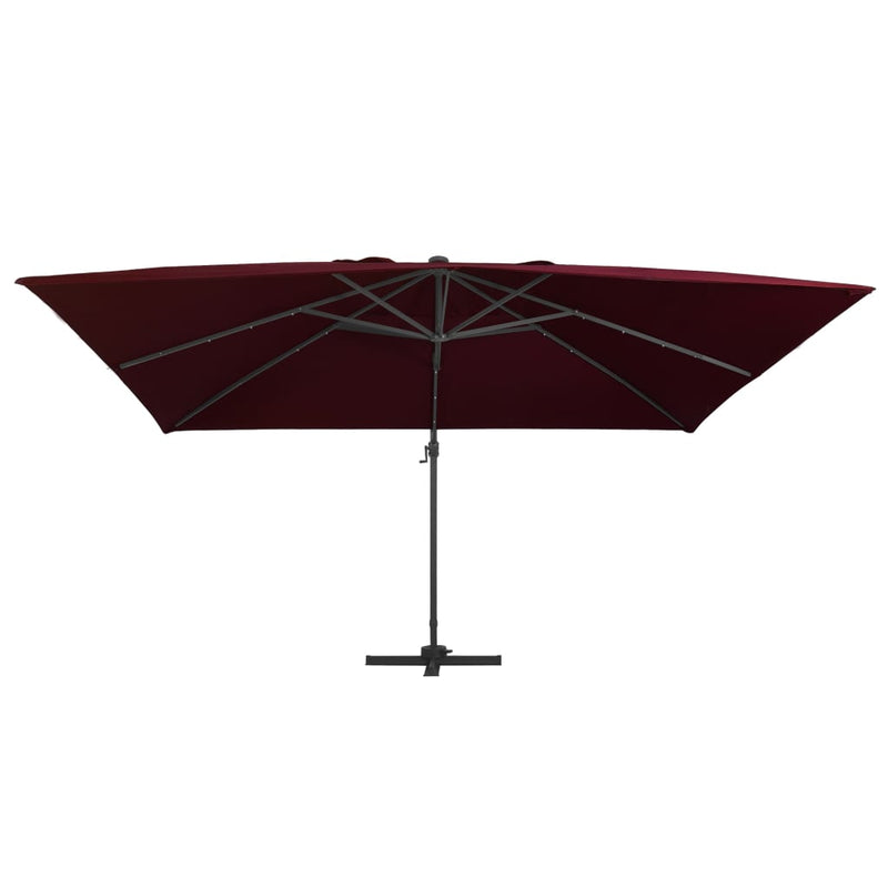 Load image into Gallery viewer, Vidaxl zweefparasol met led-verlichting 400x300 cm bordeauxrood
